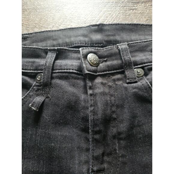 R13 The Drop Jeans Sz 26 Black Denim Stretch Slouchy Crop High Rise (V6 - Picture 9 of 11